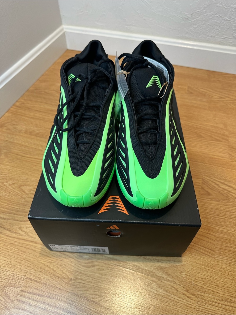 New adidas Anthony Edwards 2 AE 2 Lime Burst Mens 10.5 Core Black JR1572 W/Box